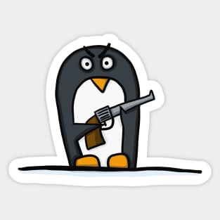 Penguin with a gun Sticker